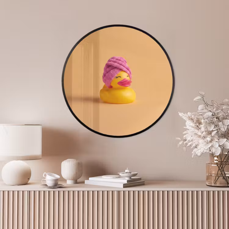 Ronde fotolijst - Badeend - Handdoek - Kleurrijk — 4