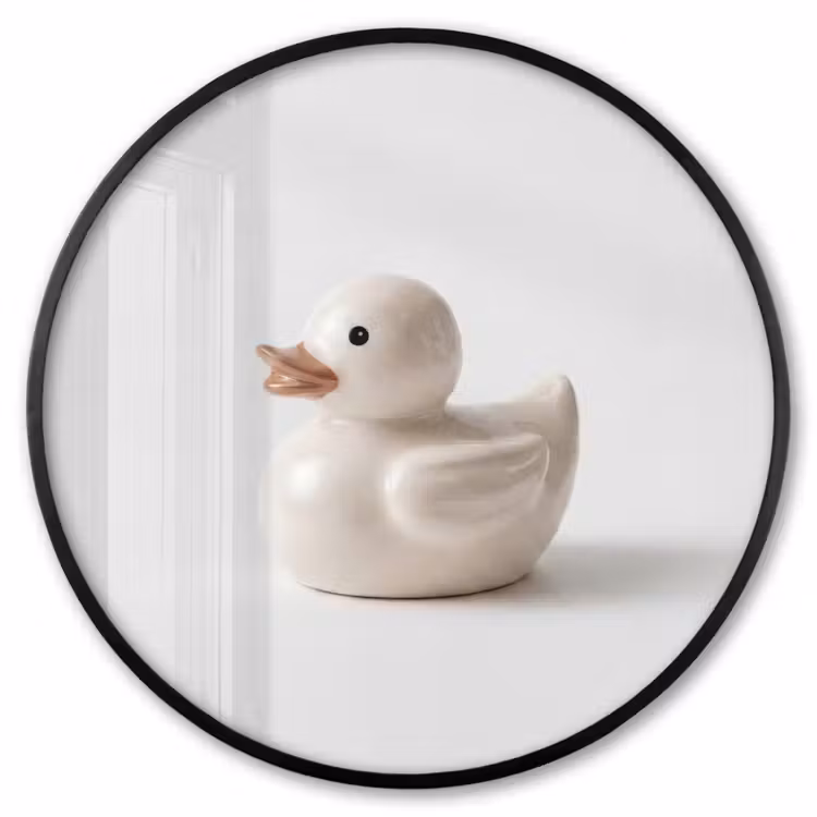 Ronde fotolijst - Badeend - Minimalistisch - Wit — 1