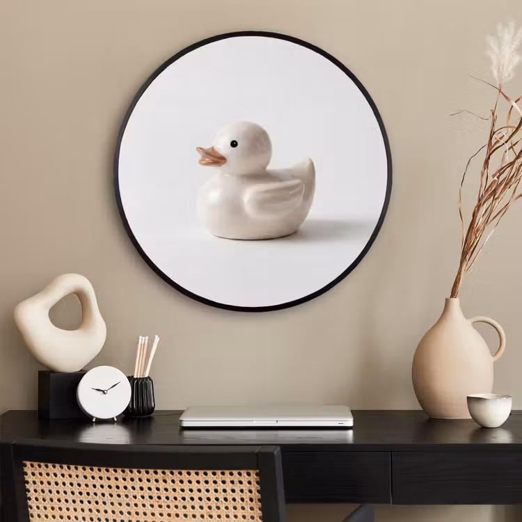 Ronde fotolijst - Badeend - Minimalistisch - Wit — 2