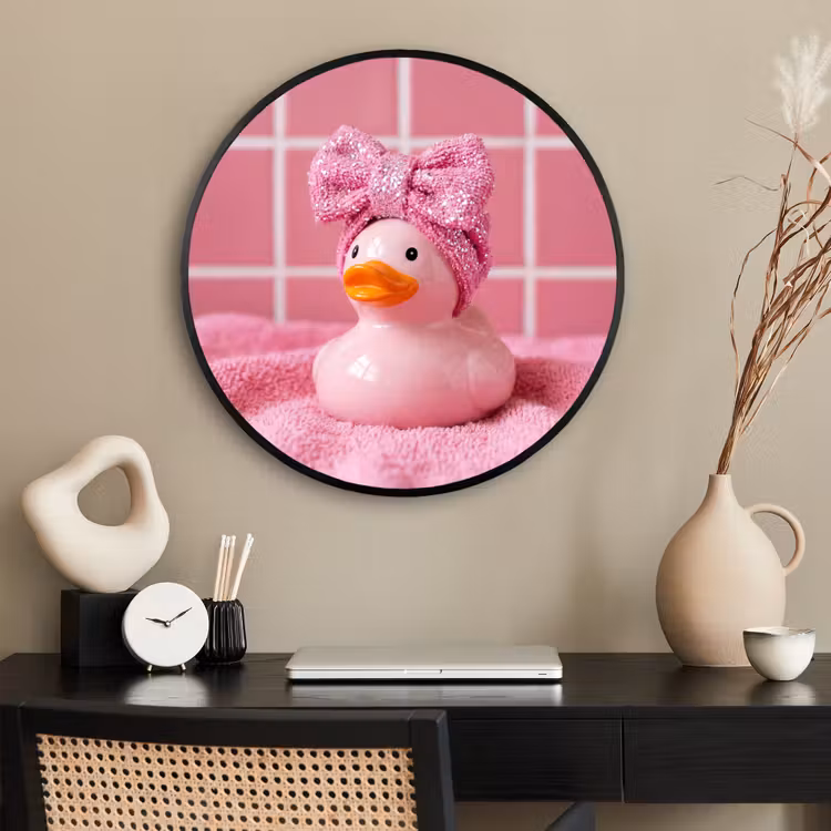 Ronde fotolijst - Badeend -Strik - Roze — 2