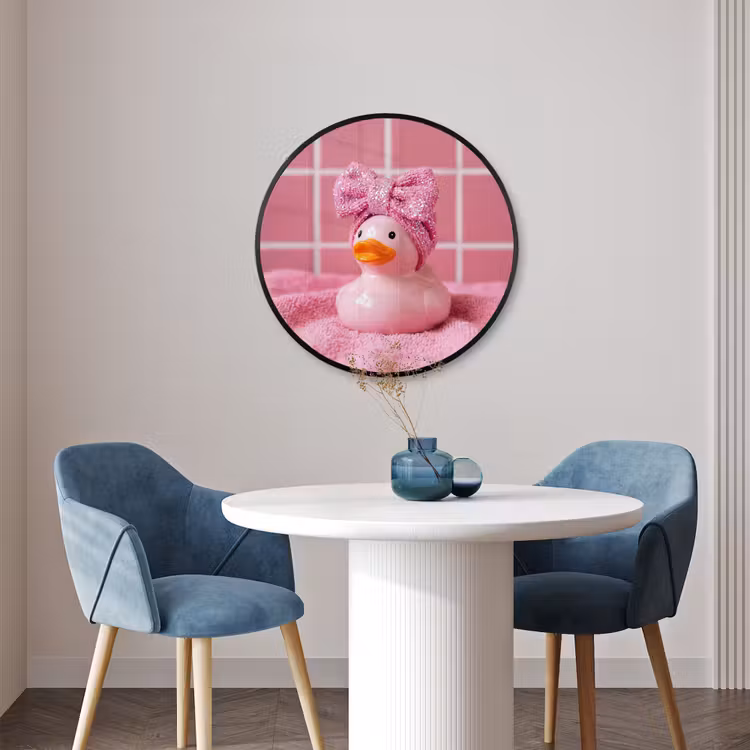 Ronde fotolijst - Badeend -Strik - Roze — 3