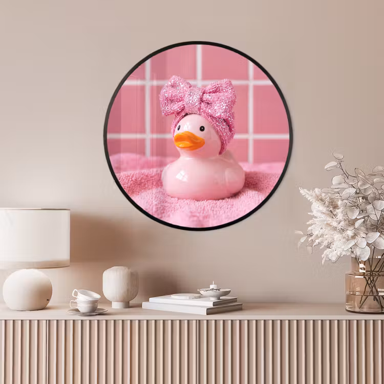 Ronde fotolijst - Badeend -Strik - Roze — 4