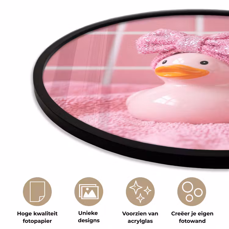 Ronde fotolijst - Badeend -Strik - Roze — 5