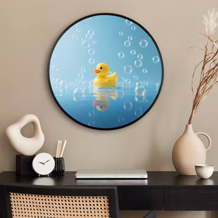 Ronde fotolijst - Bubbels - Badeend - Geel — 2