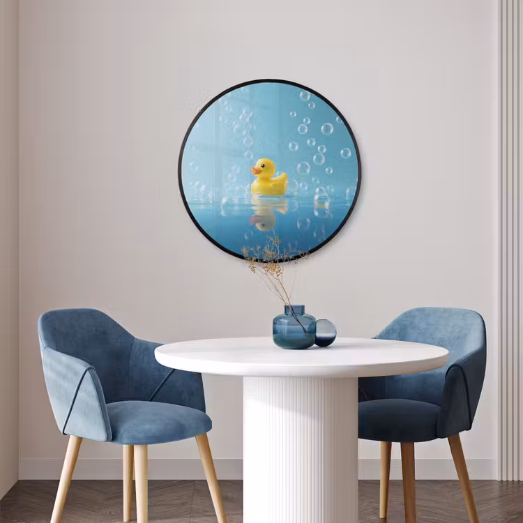 Ronde fotolijst - Bubbels - Badeend - Geel — 3