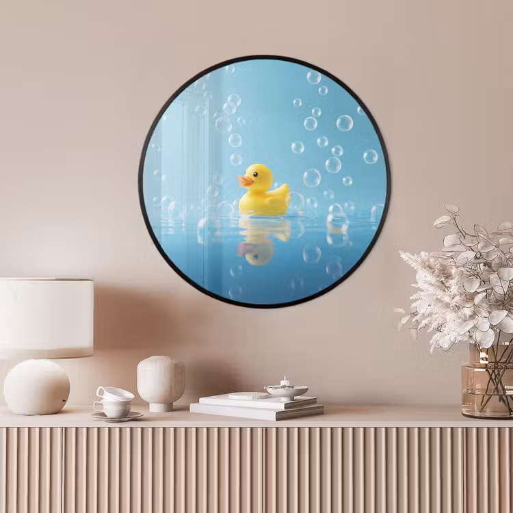 Ronde fotolijst - Bubbels - Badeend - Geel — 4
