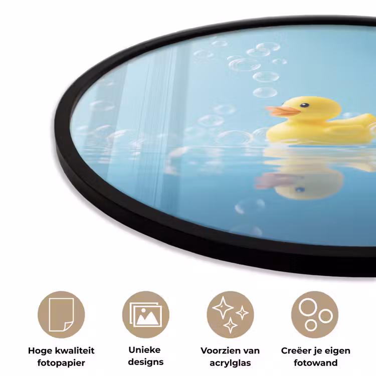 Ronde fotolijst - Bubbels - Badeend - Geel — 5
