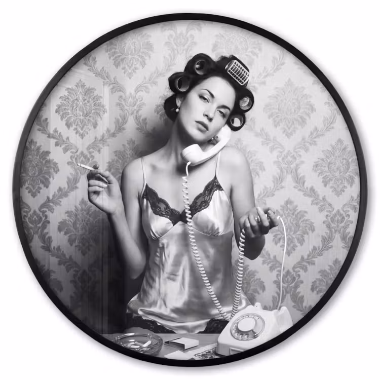 Ronde fotolijst - Chic - Vrouw - Zwart - Wit — 1