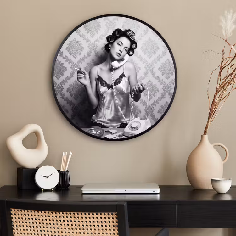 Ronde fotolijst - Chic - Vrouw - Zwart - Wit — 2