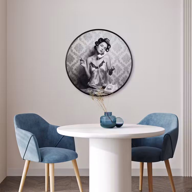 Ronde fotolijst - Chic - Vrouw - Zwart - Wit — 3