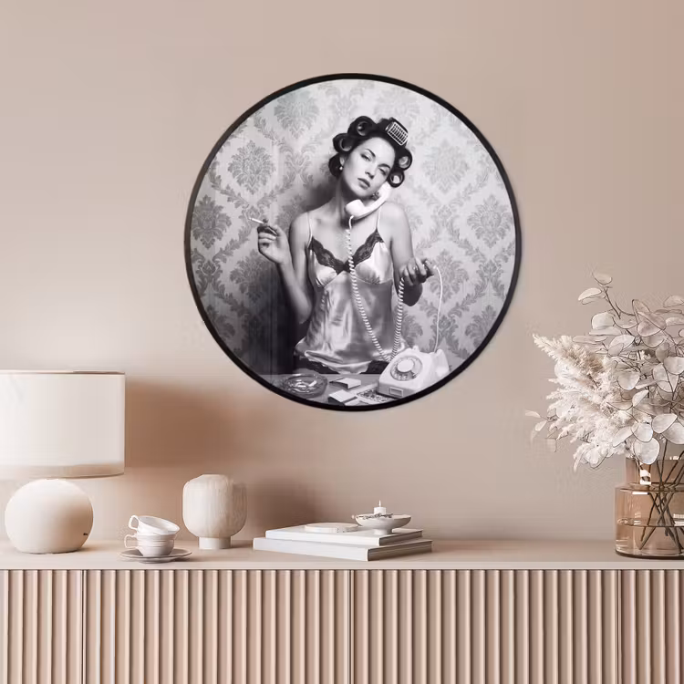 Ronde fotolijst - Chic - Vrouw - Zwart - Wit — 4