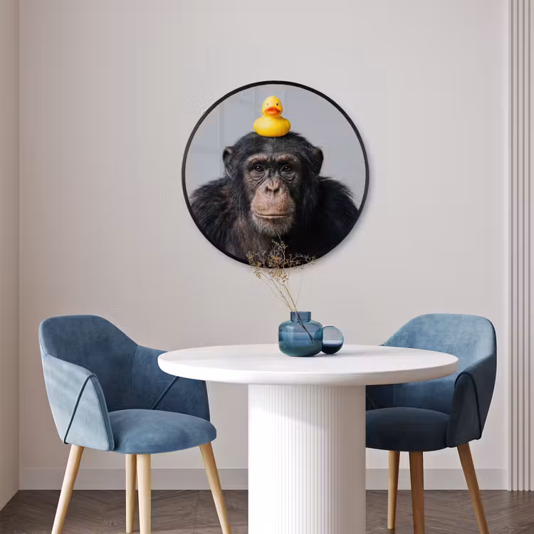 Ronde fotolijst - Chimpansee - Badeend - Grijs — 3