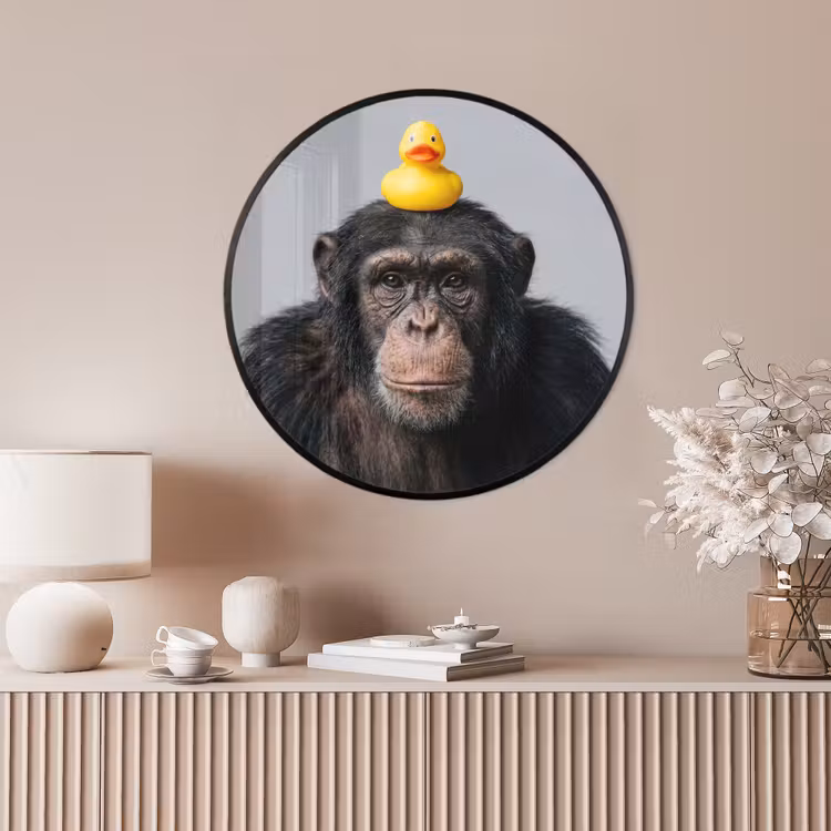 Ronde fotolijst - Chimpansee - Badeend - Grijs — 4
