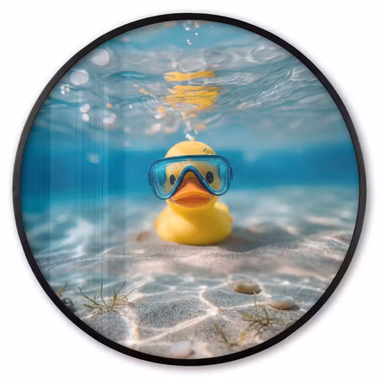 Ronde fotolijst - Duikbril - Eend - Water — 1