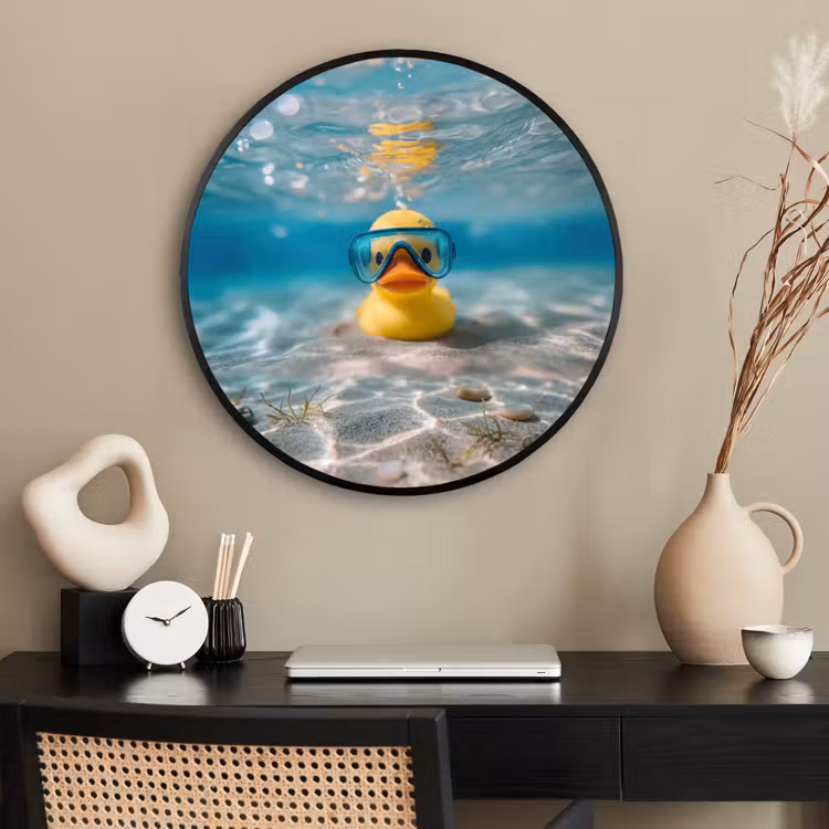 Ronde fotolijst - Duikbril - Eend - Water — 2