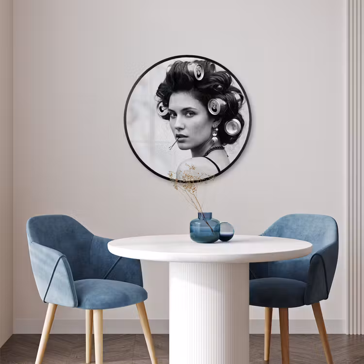 Ronde fotolijst - Edgy - Vrouw - Zwart - Wit — 3