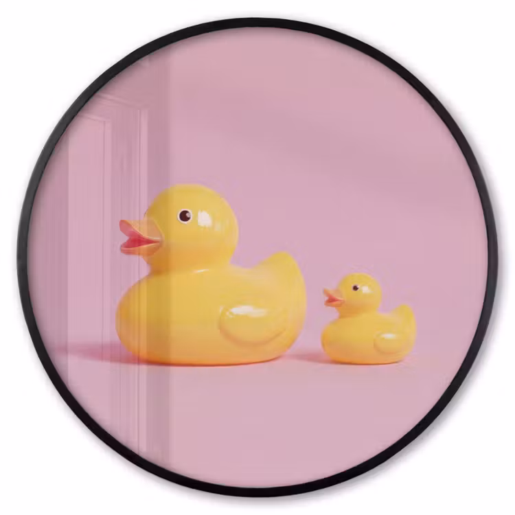 Ronde fotolijst - Eendjes - Vrolijk - Roze — 1