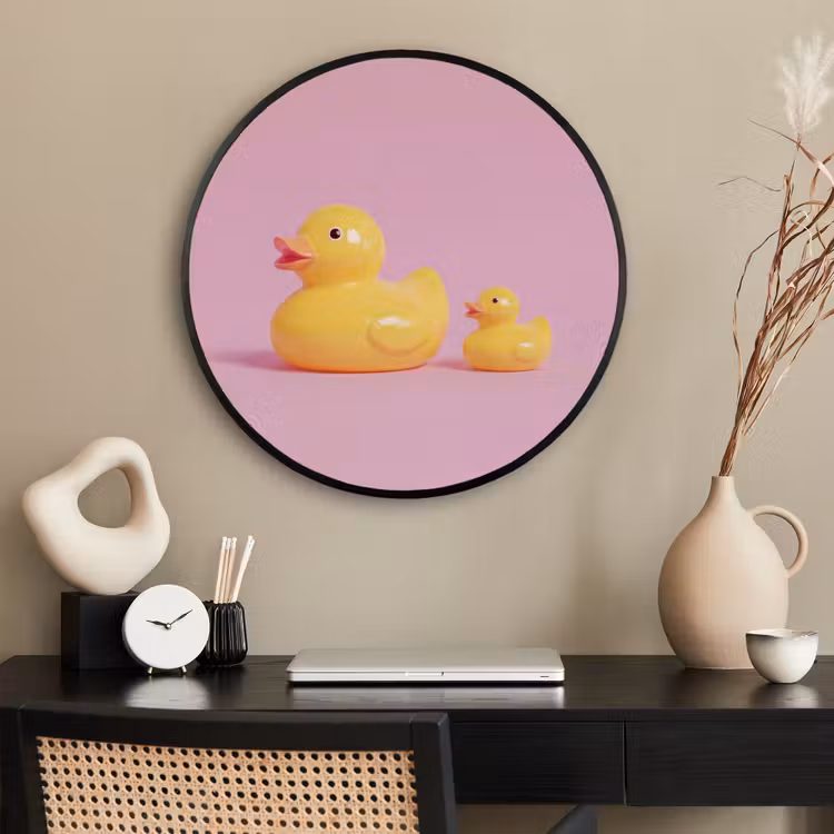 Ronde fotolijst - Eendjes - Vrolijk - Roze — 2