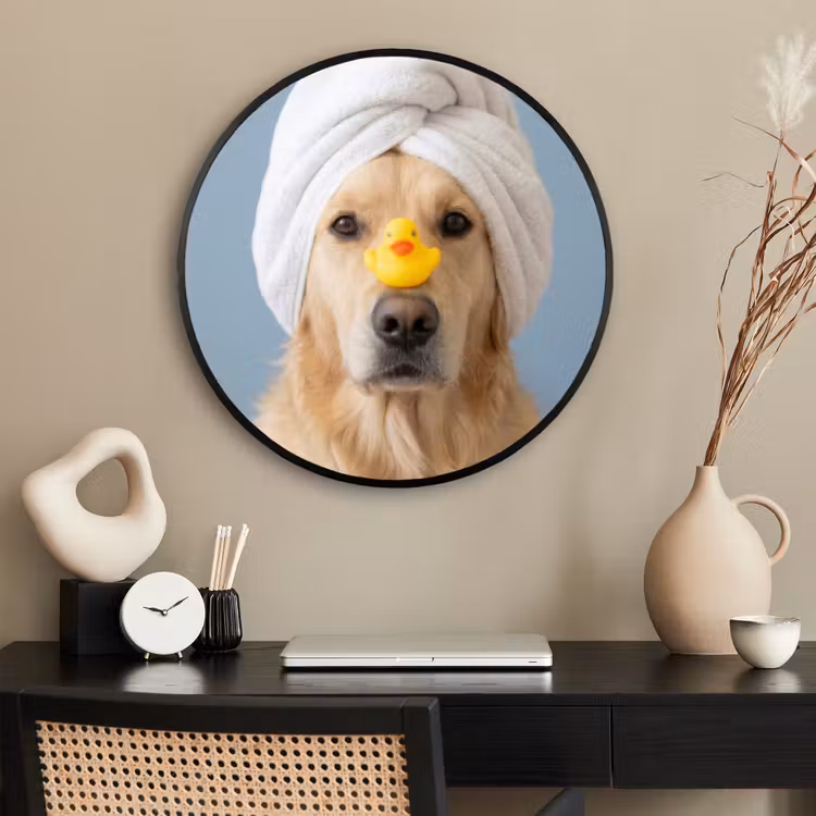 Ronde fotolijst - Hond - Badeend - Geel — 2