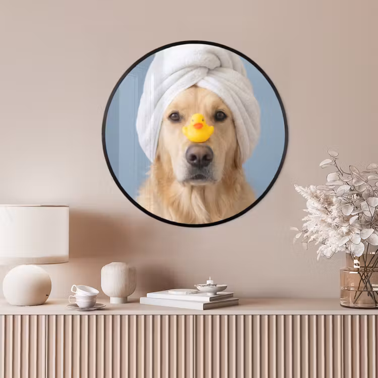 Ronde fotolijst - Hond - Badeend - Geel — 4