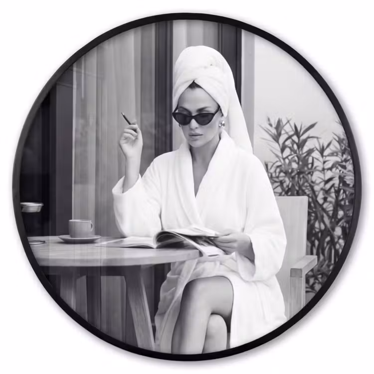 Ronde fotolijst - Modern - Vrouw - Zwart - Wit — 1