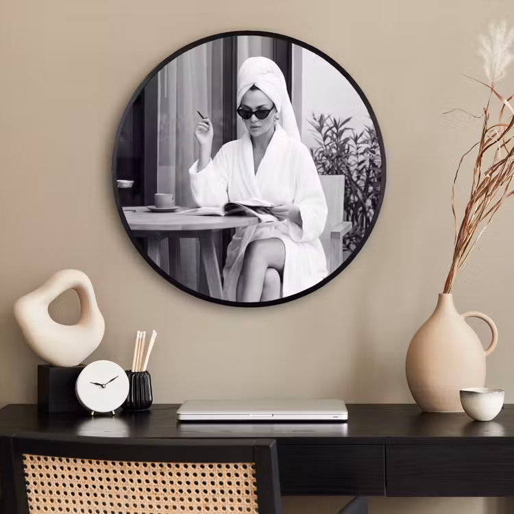 Ronde fotolijst - Modern - Vrouw - Zwart - Wit — 2