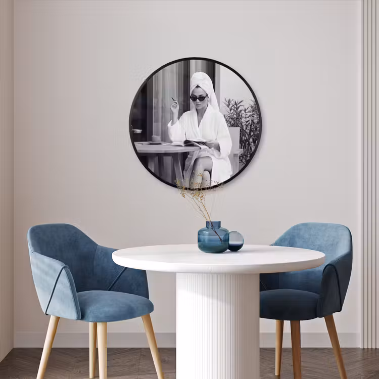 Ronde fotolijst - Modern - Vrouw - Zwart - Wit — 3