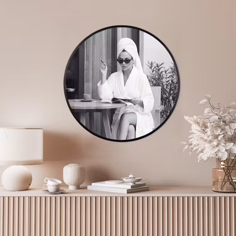 Ronde fotolijst - Modern - Vrouw - Zwart - Wit — 4