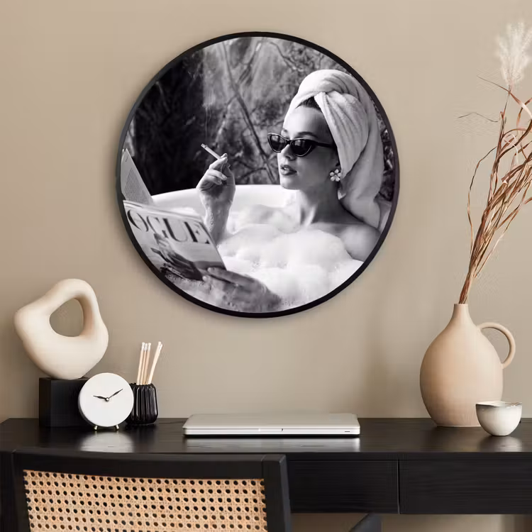 Ronde fotolijst - Relaxt - Bad - Zwart - Wit — 2