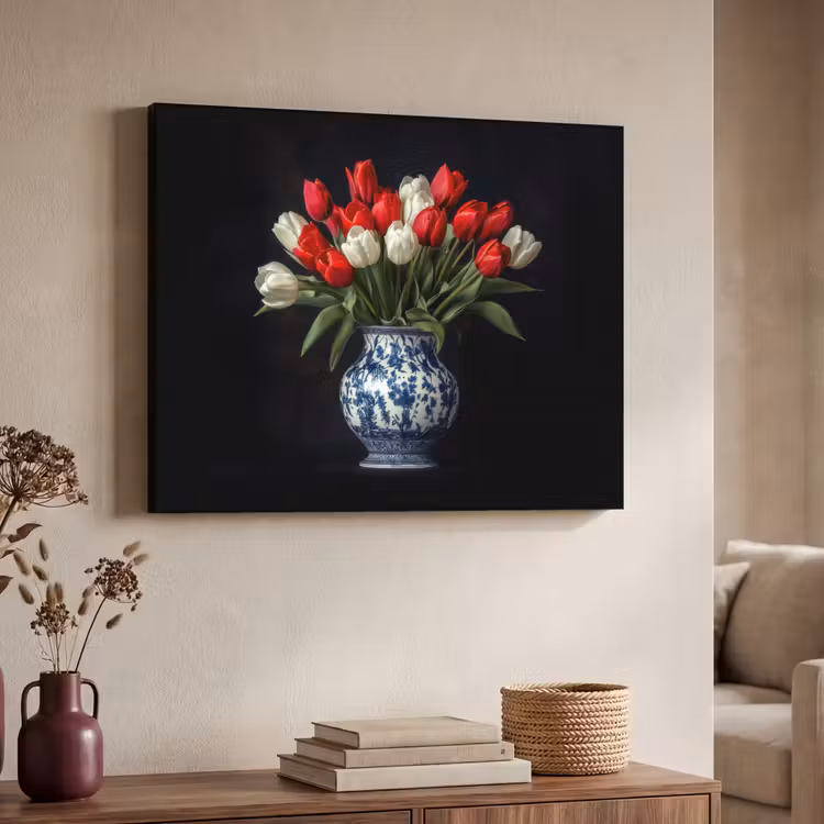 Art Frame - Rode - Bloemen - Tulpen - Vaas — 4