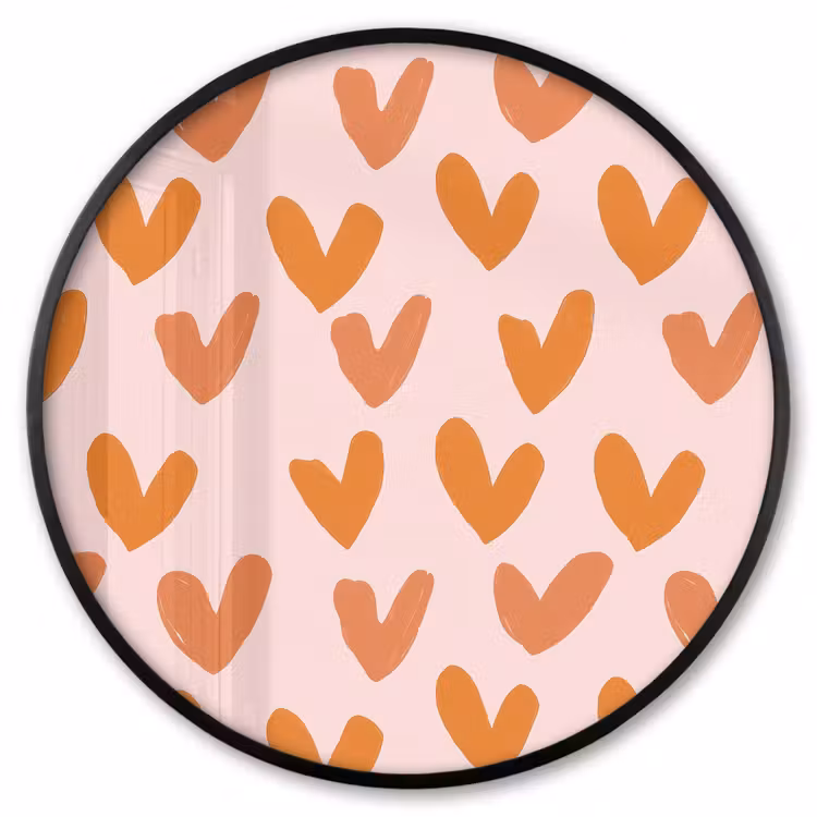 Ronde fotolijst - Hartjes - Getekend - Oranje — 1