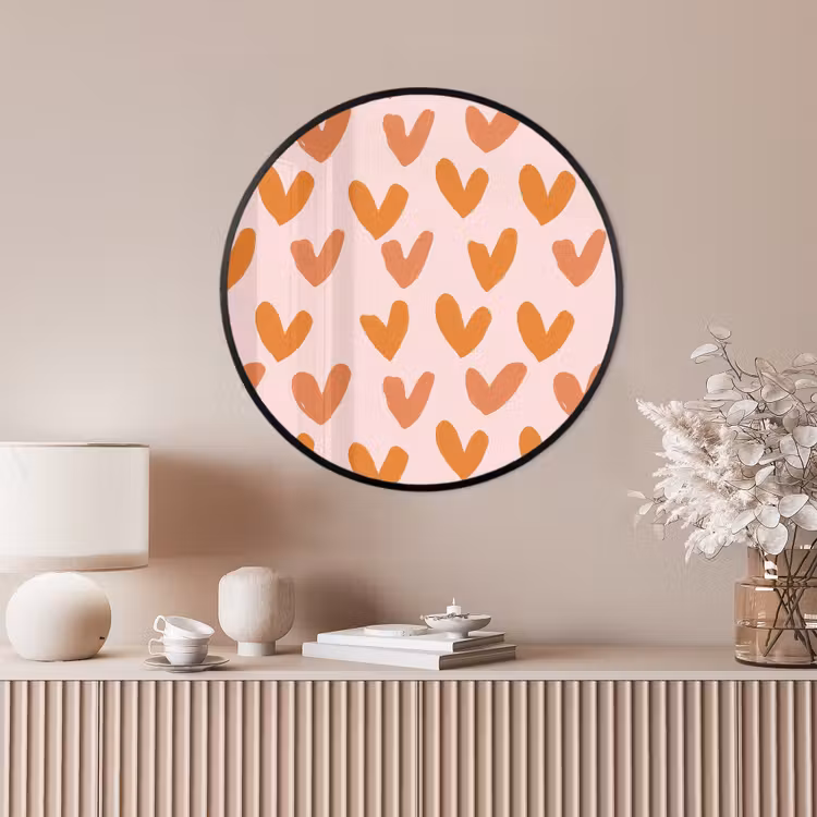 Ronde fotolijst - Hartjes - Getekend - Oranje — 4