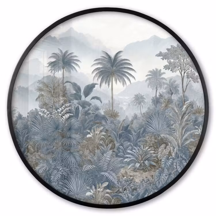 Ronde fotolijst - Jungle - Landschap - Blauw — 1
