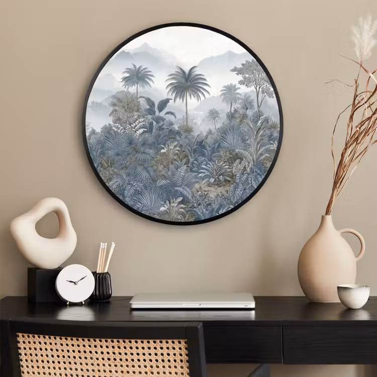 Ronde fotolijst - Jungle - Landschap - Blauw — 2