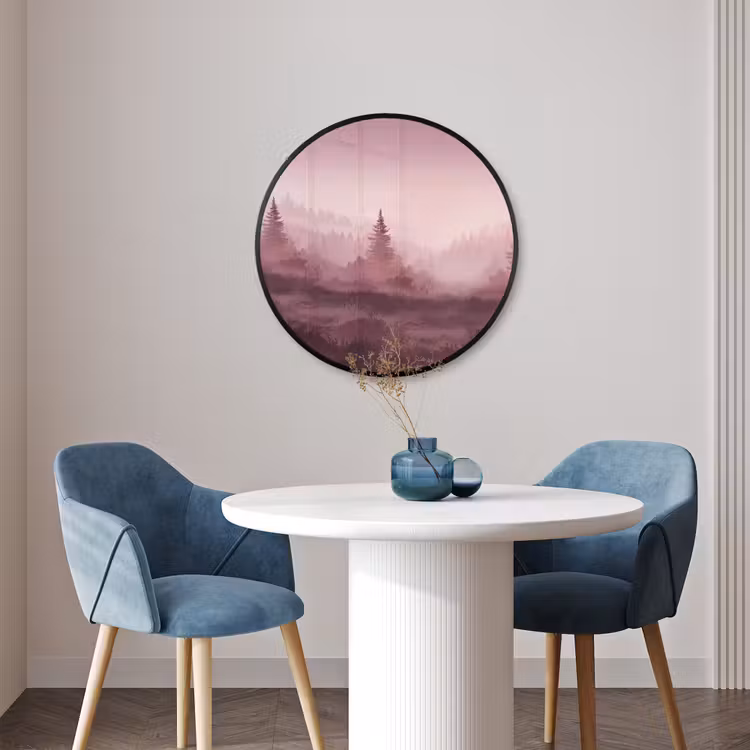 Ronde fotolijst - Landschap - Mistig - Roze — 3