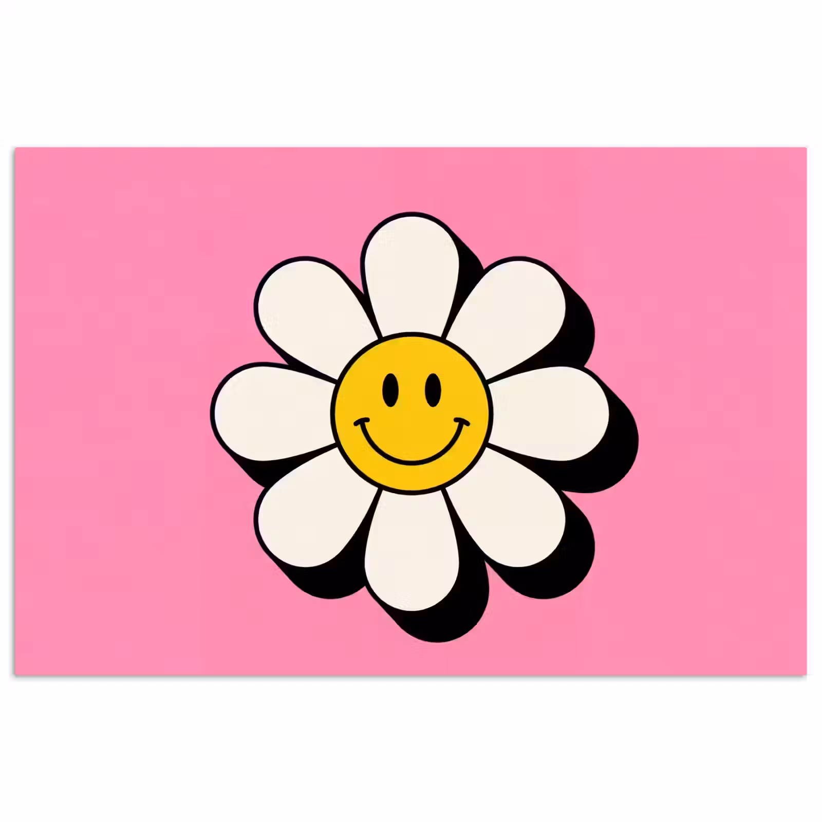 Poster - Smiley - Bloem - Roze — 1