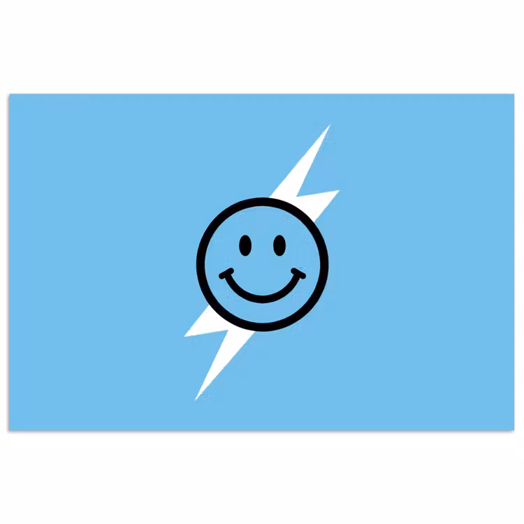 Poster - Smiley - Blauw - Bliksem — 1