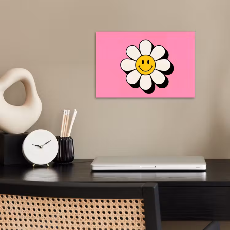 Poster - Smiley - Bloem - Roze — 2