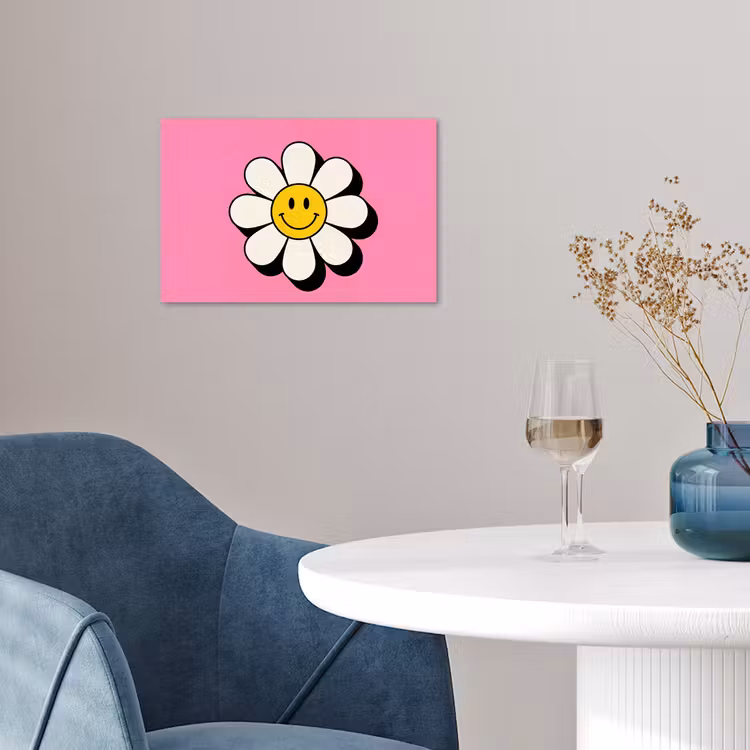 Poster - Smiley - Bloem - Roze — 4