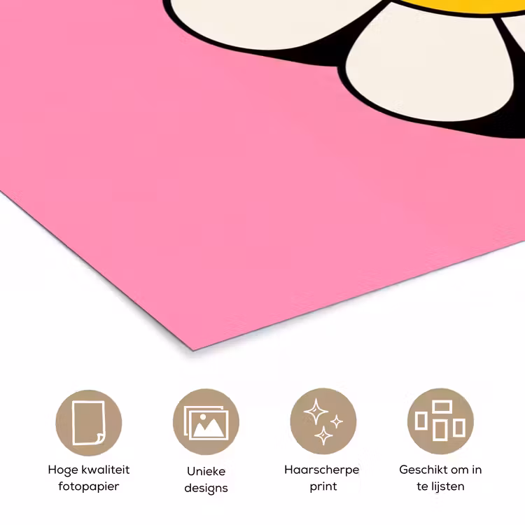 Poster - Smiley - Bloem - Roze — 5