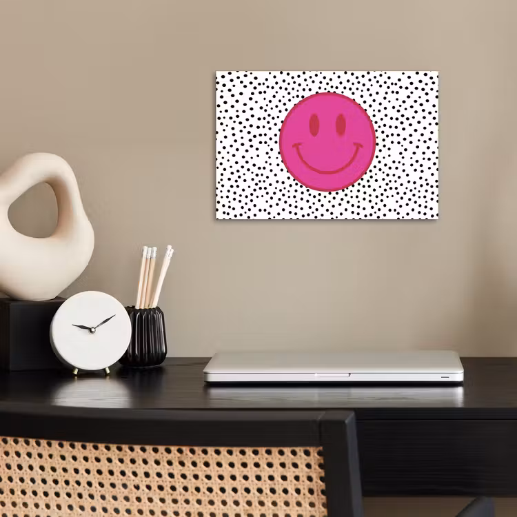 Poster - Smiley - Roze - Stippen — 2