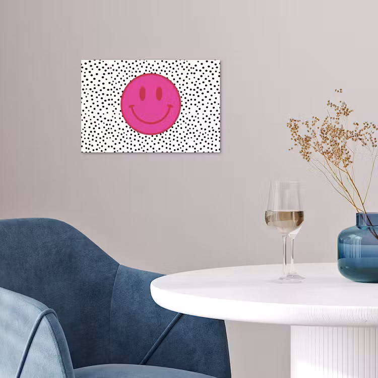 Poster - Smiley - Roze - Stippen — 4