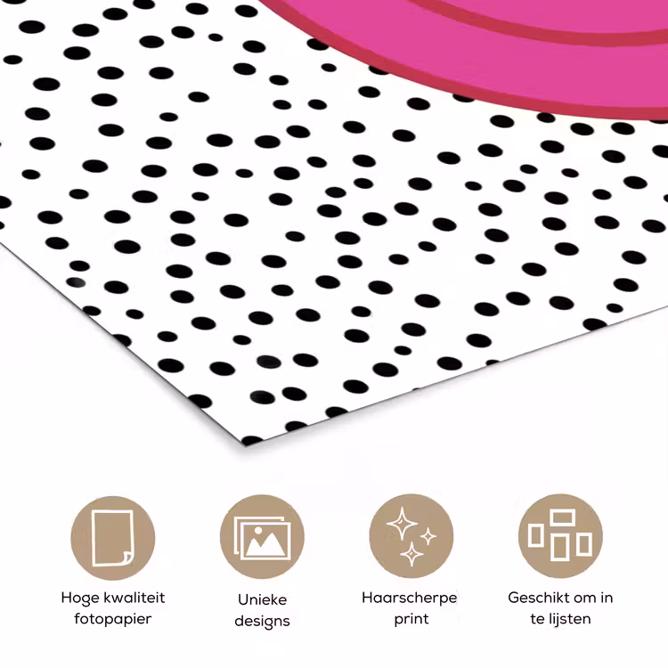 Poster - Smiley - Roze - Stippen — 5