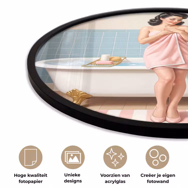 Ronde fotolijst - Badkamer - Vrouw - Roze — 5
