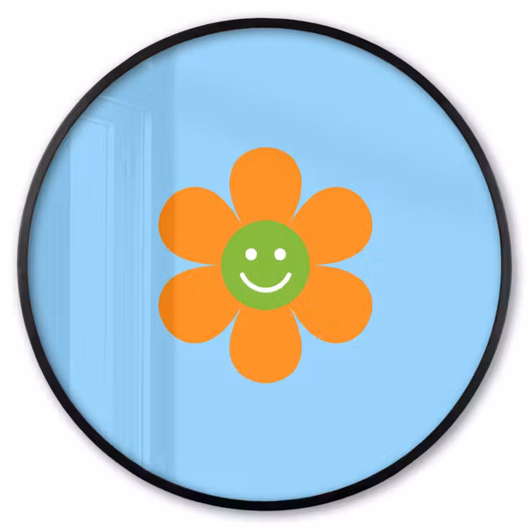 Ronde fotolijst - Bloem - Smiley - Kleurrijk — 1