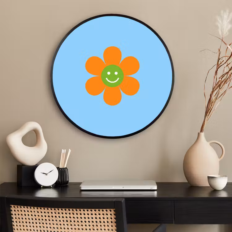 Ronde fotolijst - Bloem - Smiley - Kleurrijk — 2