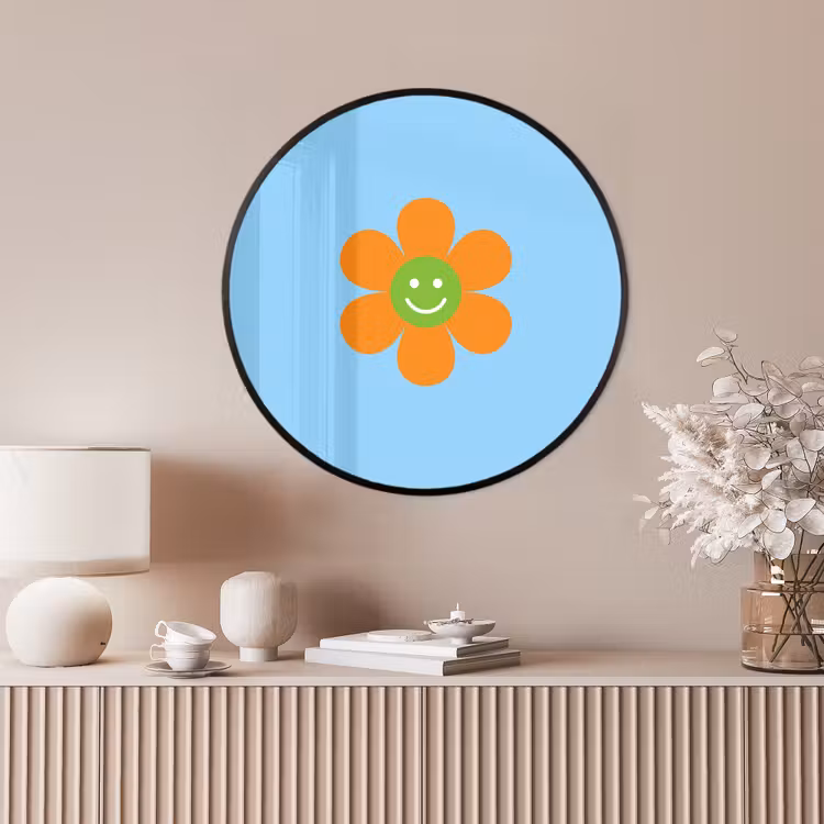 Ronde fotolijst - Bloem - Smiley - Kleurrijk — 4