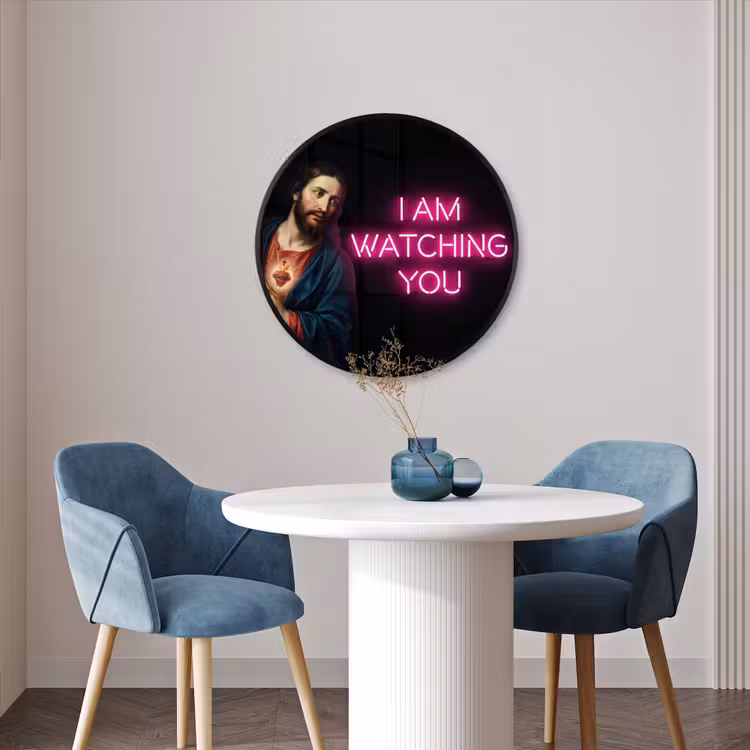 Ronde fotolijst - Man - Tekst - Neon — 3