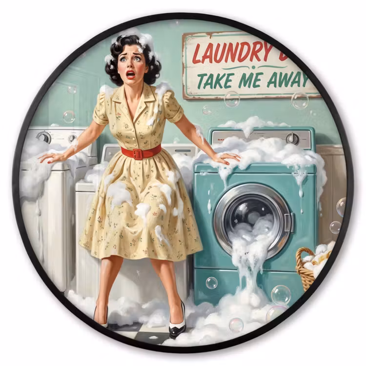 Ronde fotolijst - Retro - Blauw - Vrouw — 1