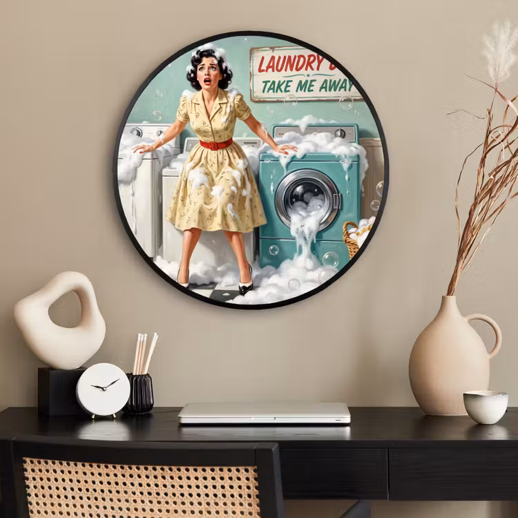 Ronde fotolijst - Retro - Blauw - Vrouw — 2